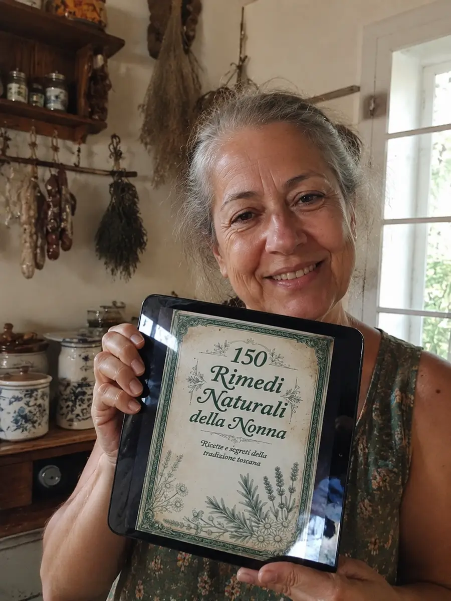 Cliente con il libro 150 Rimedi Naturali della Nonna sul tablet