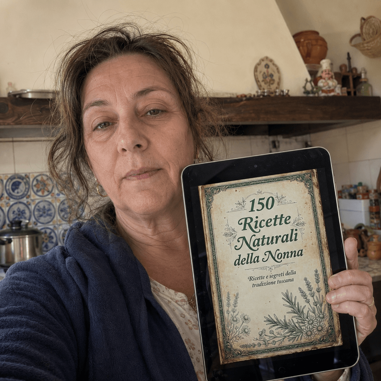 Marta con il tablet dopo aver acquistato